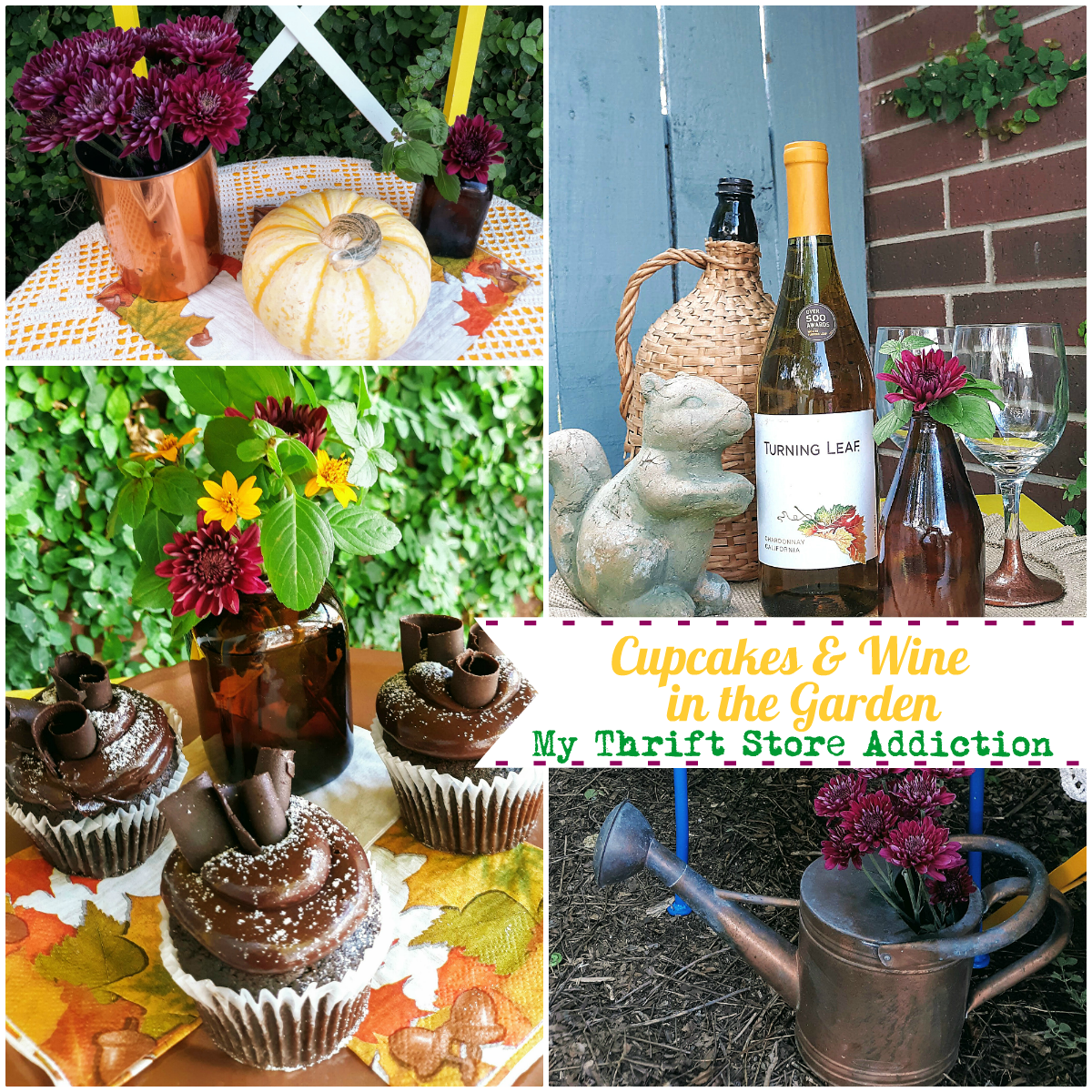 cupcakes and wine in the garden