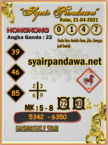 Gambar Syair Pandawa HK rabu 21 april 2021
