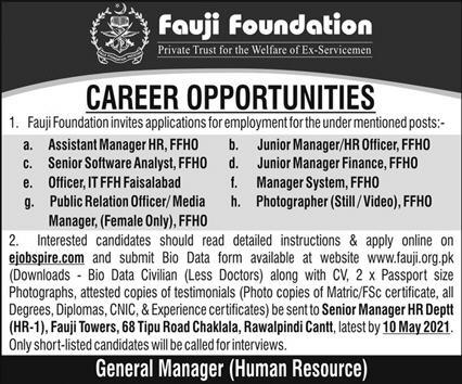 Fauji Foundation Announced Latest Management Jobs 2021
