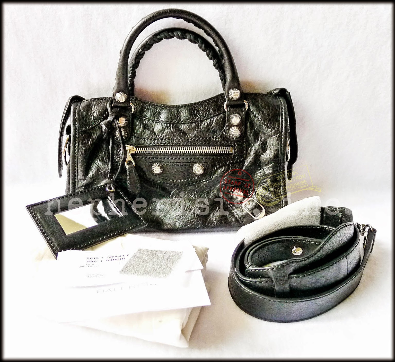 balenciaga mini city black silver