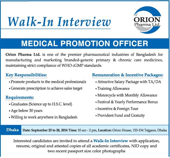 Career of Orion Pharma Ltd