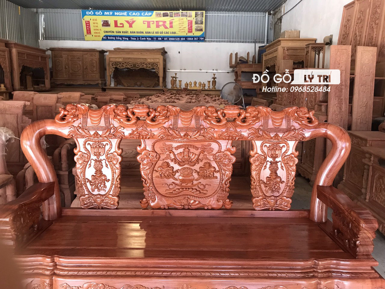 Bộ ghế Minh Quốc voi tay 12 hương đá 6 món