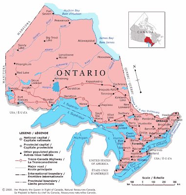 canada: Map of Ontario Province