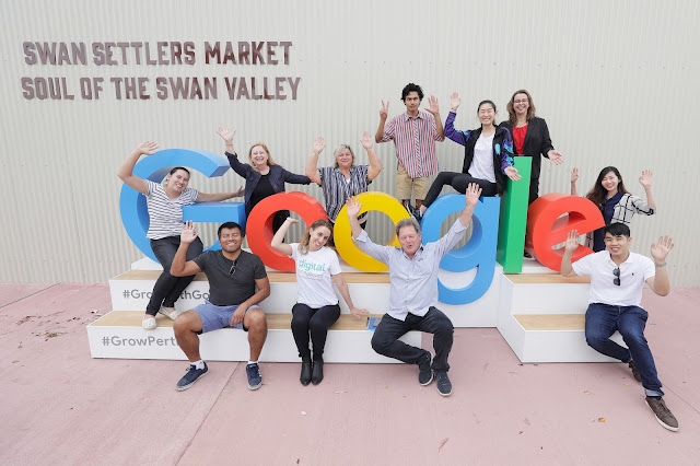 Photo of Grow with Google team and partners outside of the Swan Settlers Market
