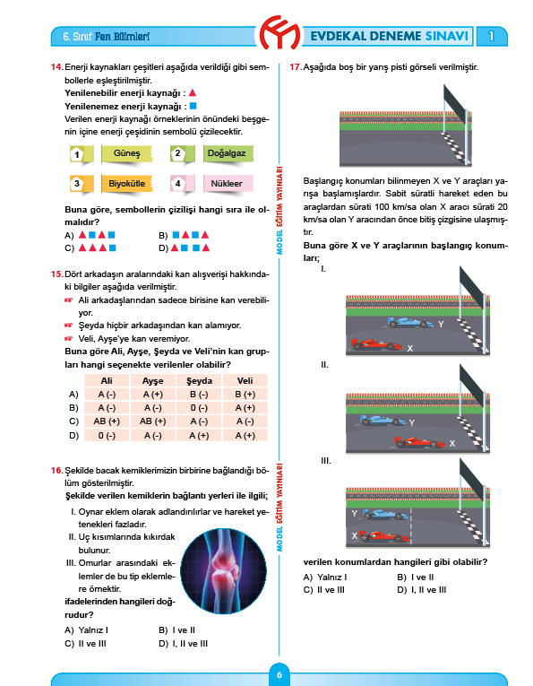 6. Sınıf Denemeler / EVDEKAL DENEMELERİ