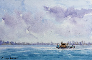Watercolor painting of seascape on Canson vidalon paper . By Manju Panchal