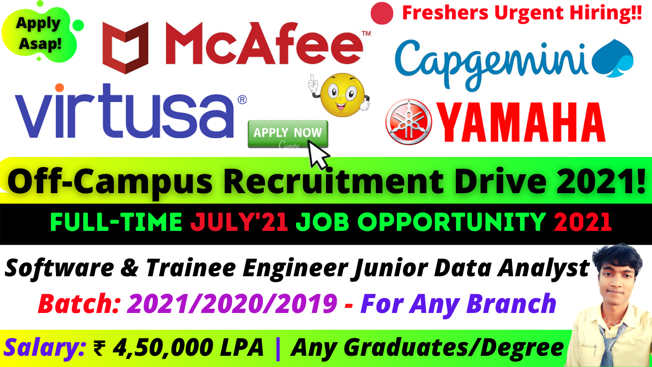 Capgemini Off Campus Drive 2021 Software Engineer Any Graduates Any Batch Salary 3 8 Lpa Gurgaon India