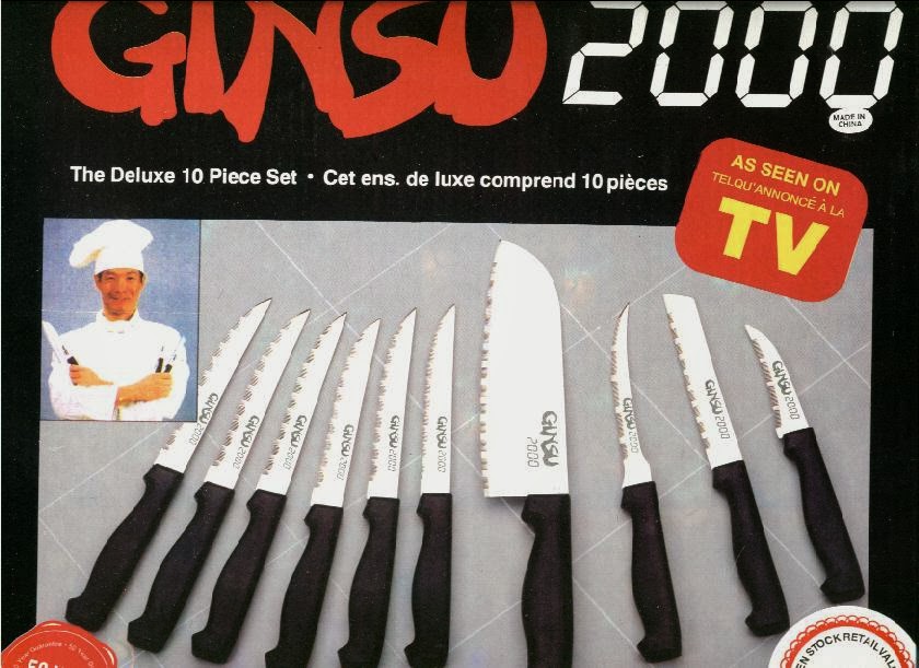 Vintage Ginsu 2000 Deluxe 5 Piece Knife Set as Seen on TV Black 
