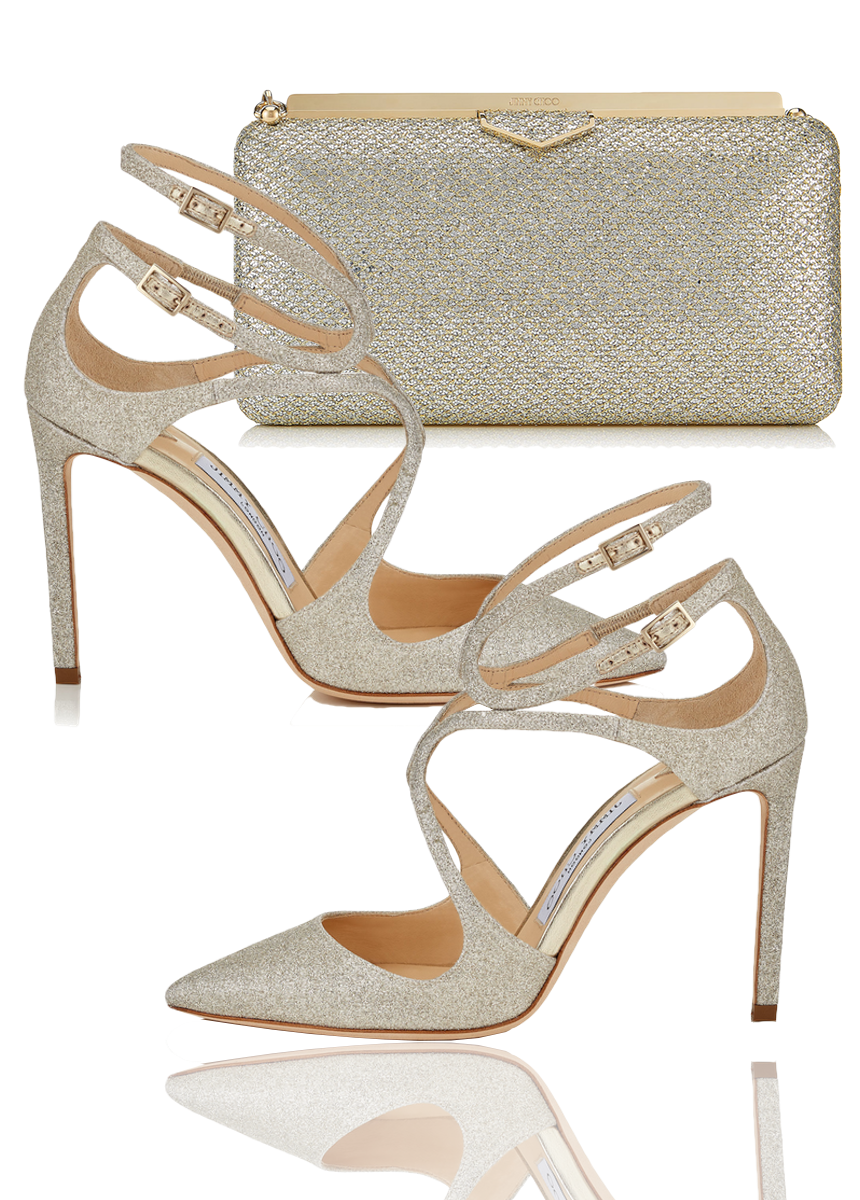 JIMMY CHOO LANCER 100 SANDALS AND ELLIPSE CLUTCH