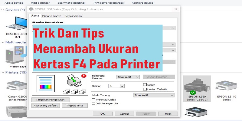Trik Dan Tips Menambah Ukuran Kertas F4 Pada Printer Sobang 2