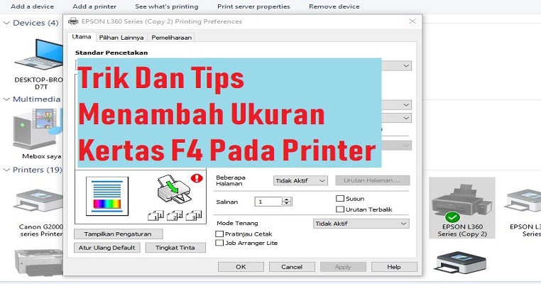 Trik Dan Tips Menambah Ukuran Kertas F4 Pada Printer - SDN ...
