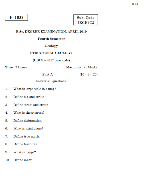Alagappa University B.Sc.(Geology) STRUCTURAL GEOLOGY APRIL 2019