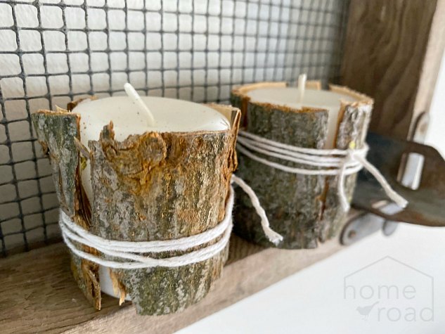 Decorative Battery Powered Votive Candles with Bark Wraps