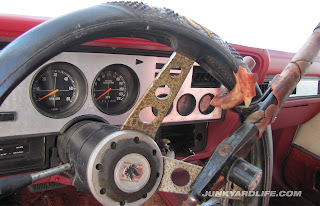 Gauges of white and red 1977 Mustang II Cobra II