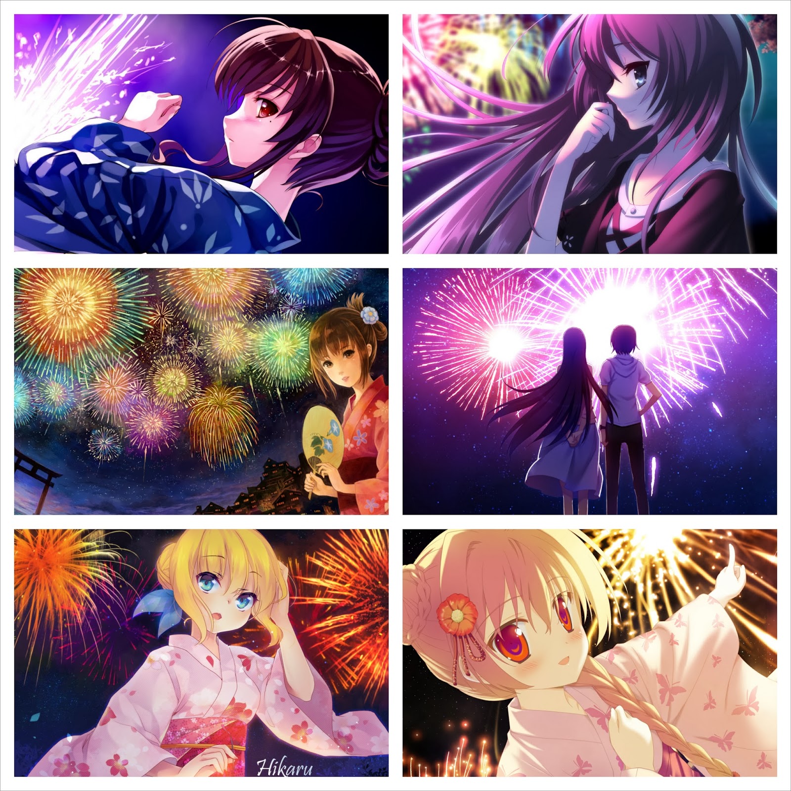Happy New Year 2014: Fireworks Anime Wallpaper Pack
