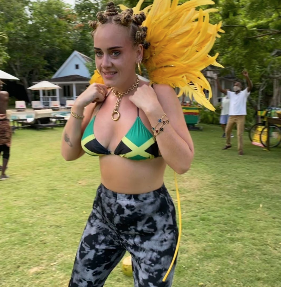 Heres Why Adele Was Wearing Bantu Knots A Jamaican Flag Bikini Top My Xxx Hot Girl