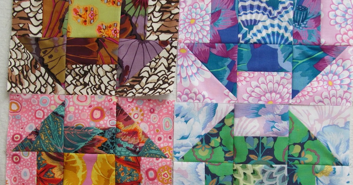 Exuberant Color 7 blocks sewn..........