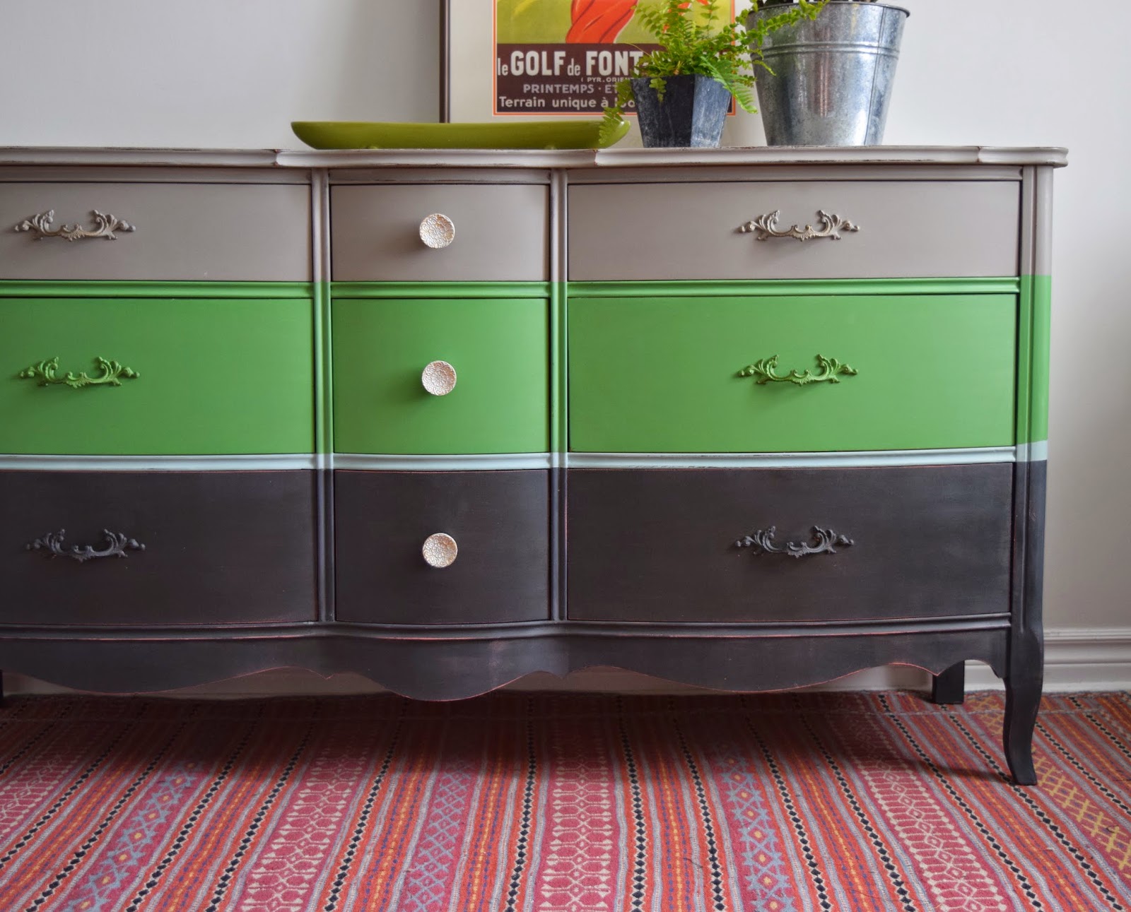 Poppyseed Creative Living Striped French Provincial Style Dresser