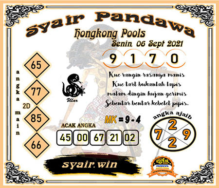 Syair Pandawa HK Senin 06-Sep-2021