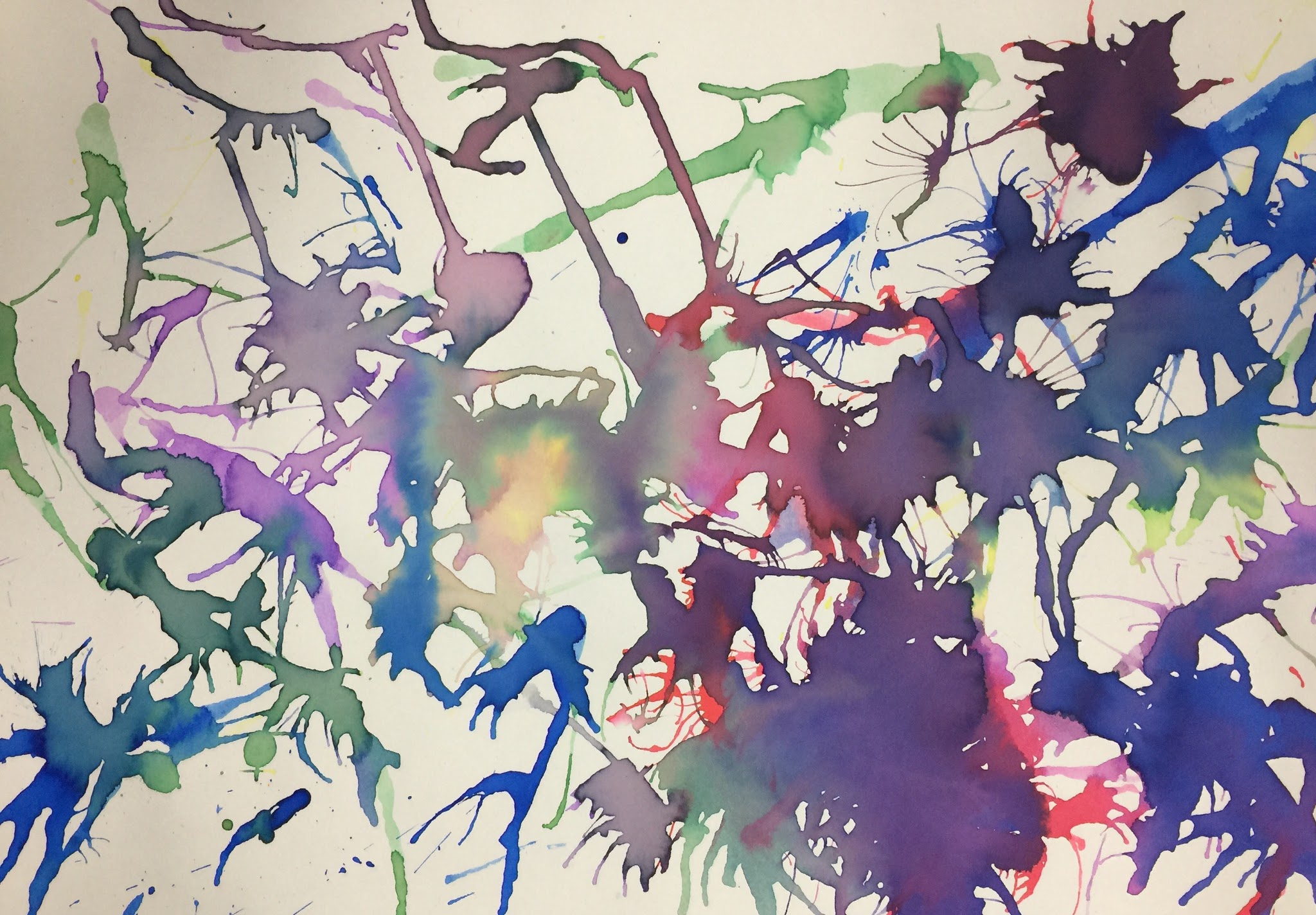 Mrs. Harris' art room Jackson Pollock painting kindergarten art lesson