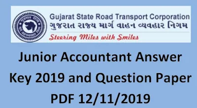 GSRTC Junior Accountant Answer Key 12/11/2019 and Question Paper PDF