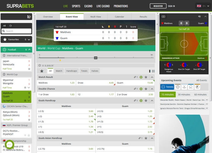 Suprabets Live Betting Screen