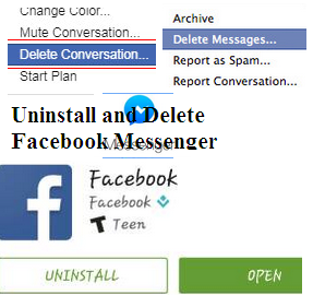 Uninstall -Delete Facebook Messenger