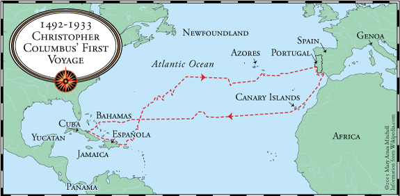 christopher columbus 1492 voyage map