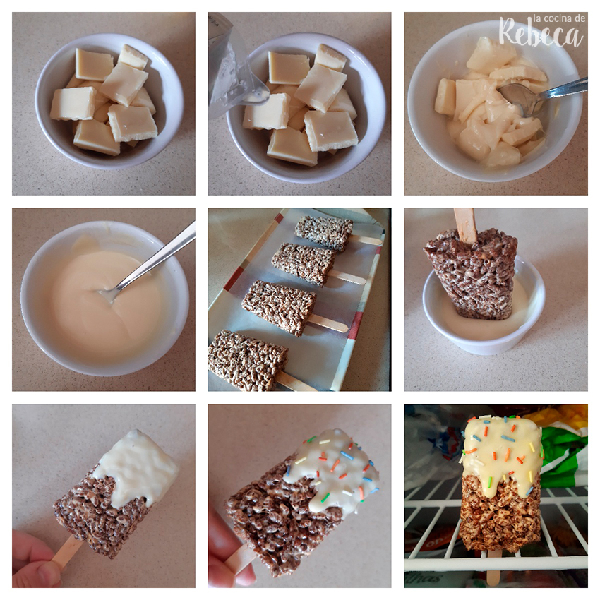 La cocina de Rebeca: Snacks de arroz inflado (barritas de cereales con  forma de helado)
