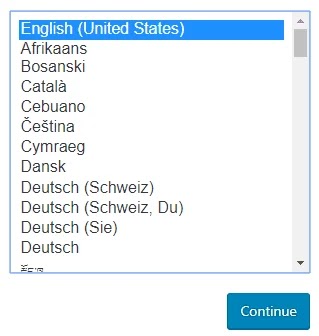 Pilihan bahasa yang digunakan untuk menginstall wordpress