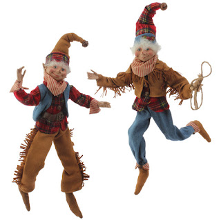 Cowboy Christmas elf figures