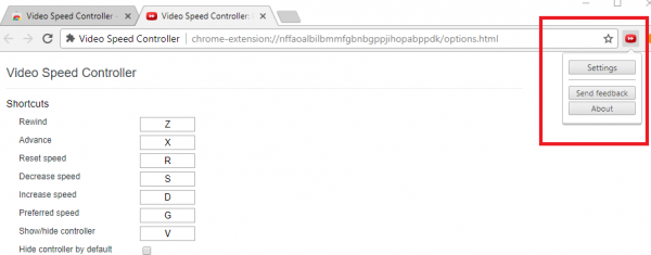 Расширение контроллера скорости видео для Chrome