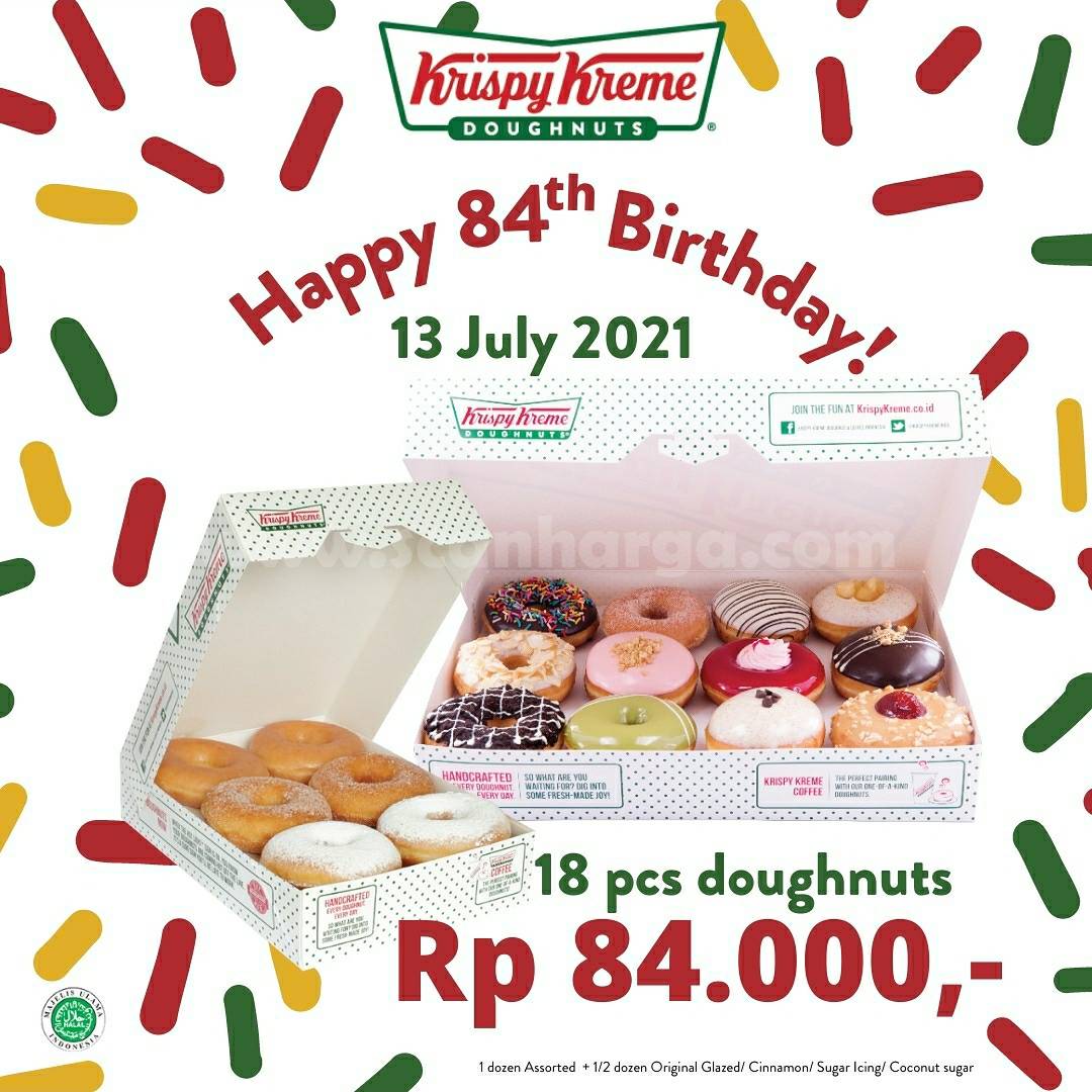 Promo Krispy Kreme Anniversary harga spesial 18 Donuts cuma Rp. 84.