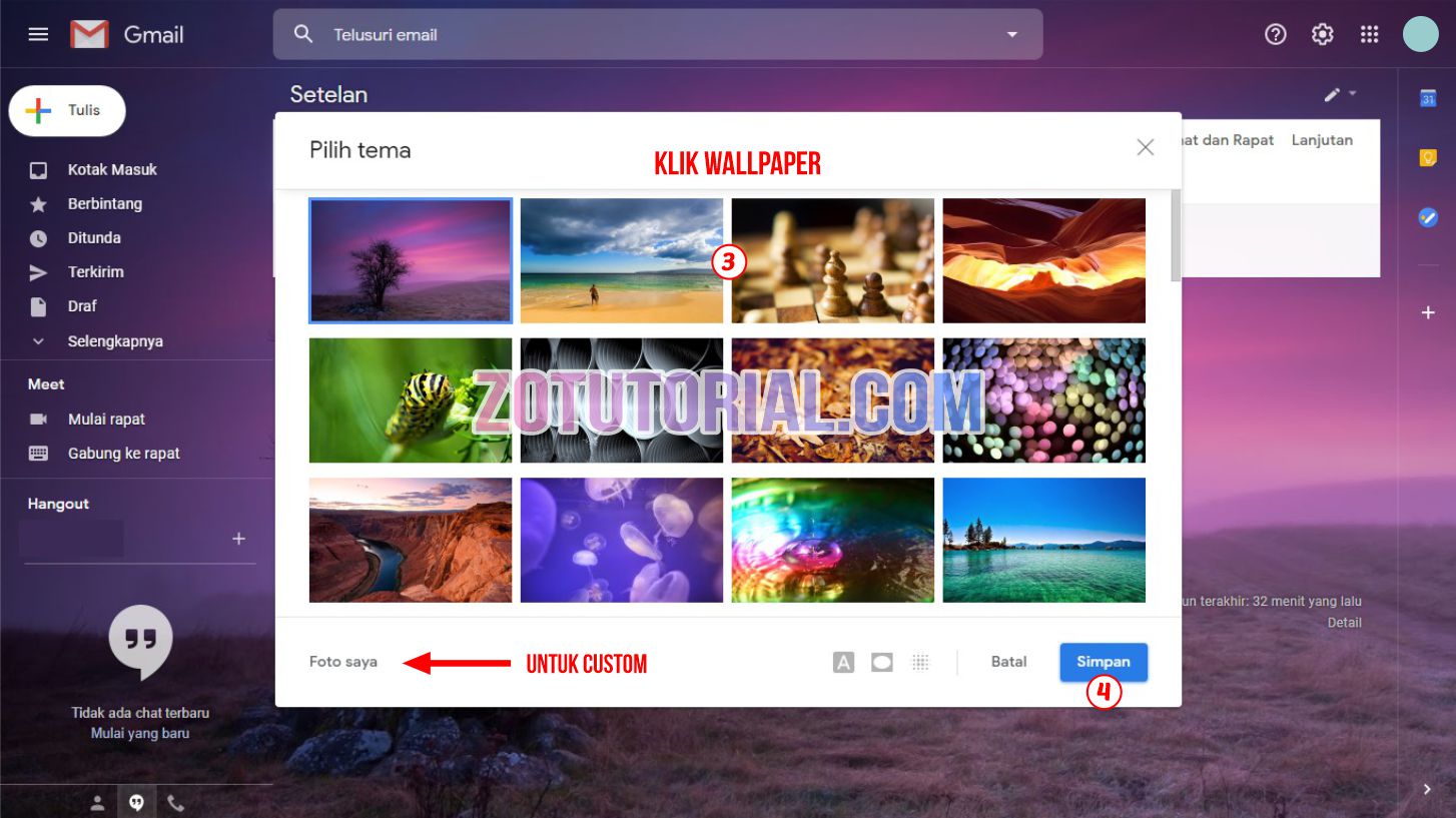 Tutorial Ganti Wallpaper di Gmail (Google Mail) Tema - zotutorial