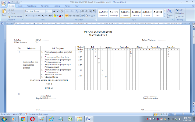 Download Promes matematika kelas 5 sd/mi kurikulum 2013