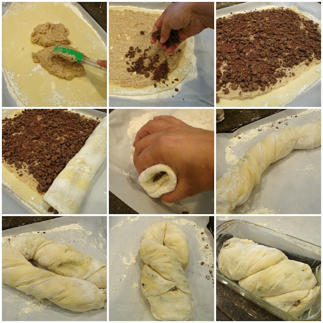 Chocolate Babka-ribbons of chocolate swirled through a pasty-like bread. 