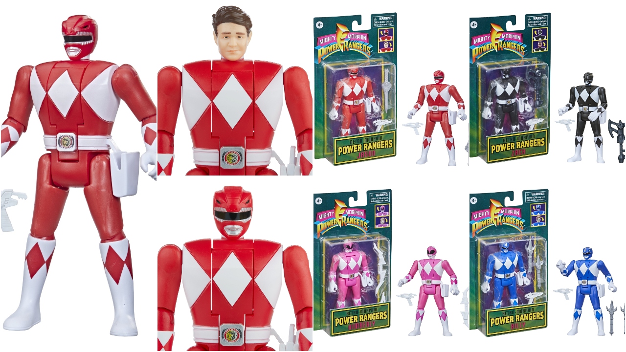 Power Rangers Retro-Morphin Red Ranger, Blue Ranger, Black Ranger ...