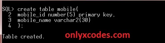 create table in oracle SQL command line