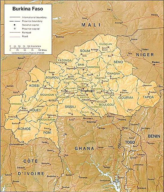 Gambar Peta Negara Burkina Faso berwarna