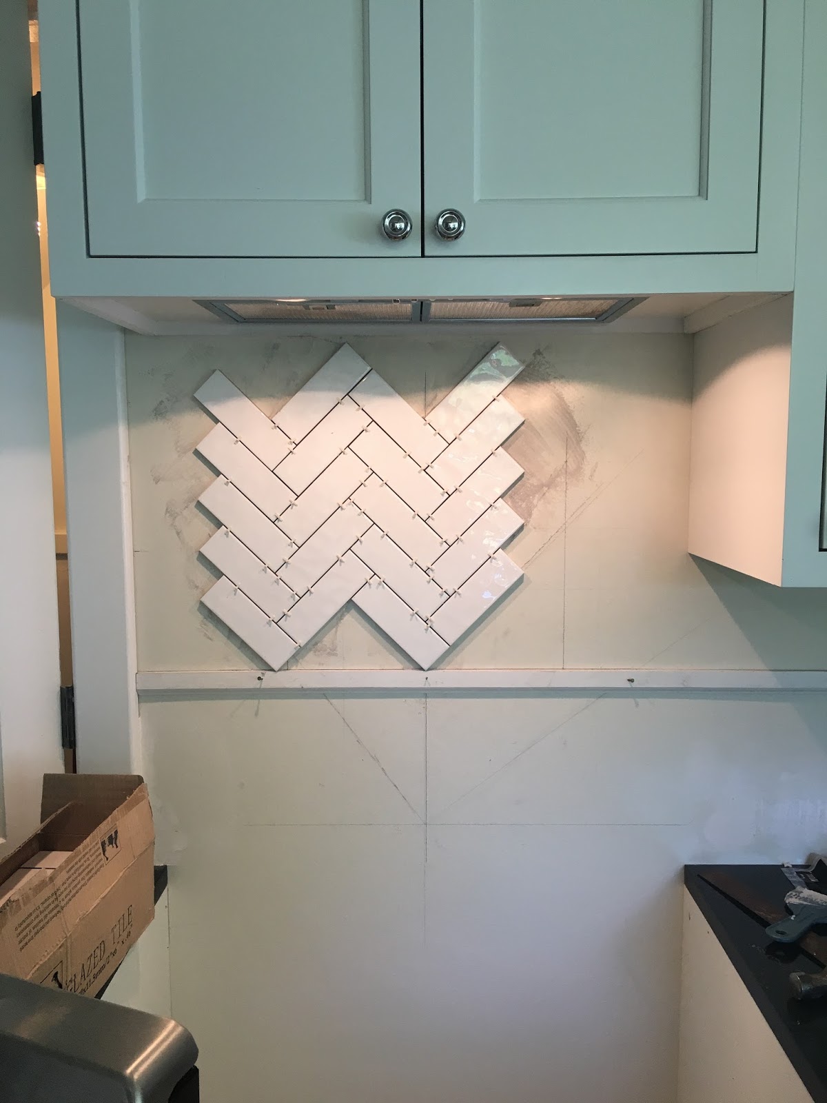 The Sourced Home DIY Herringbone Backsplash