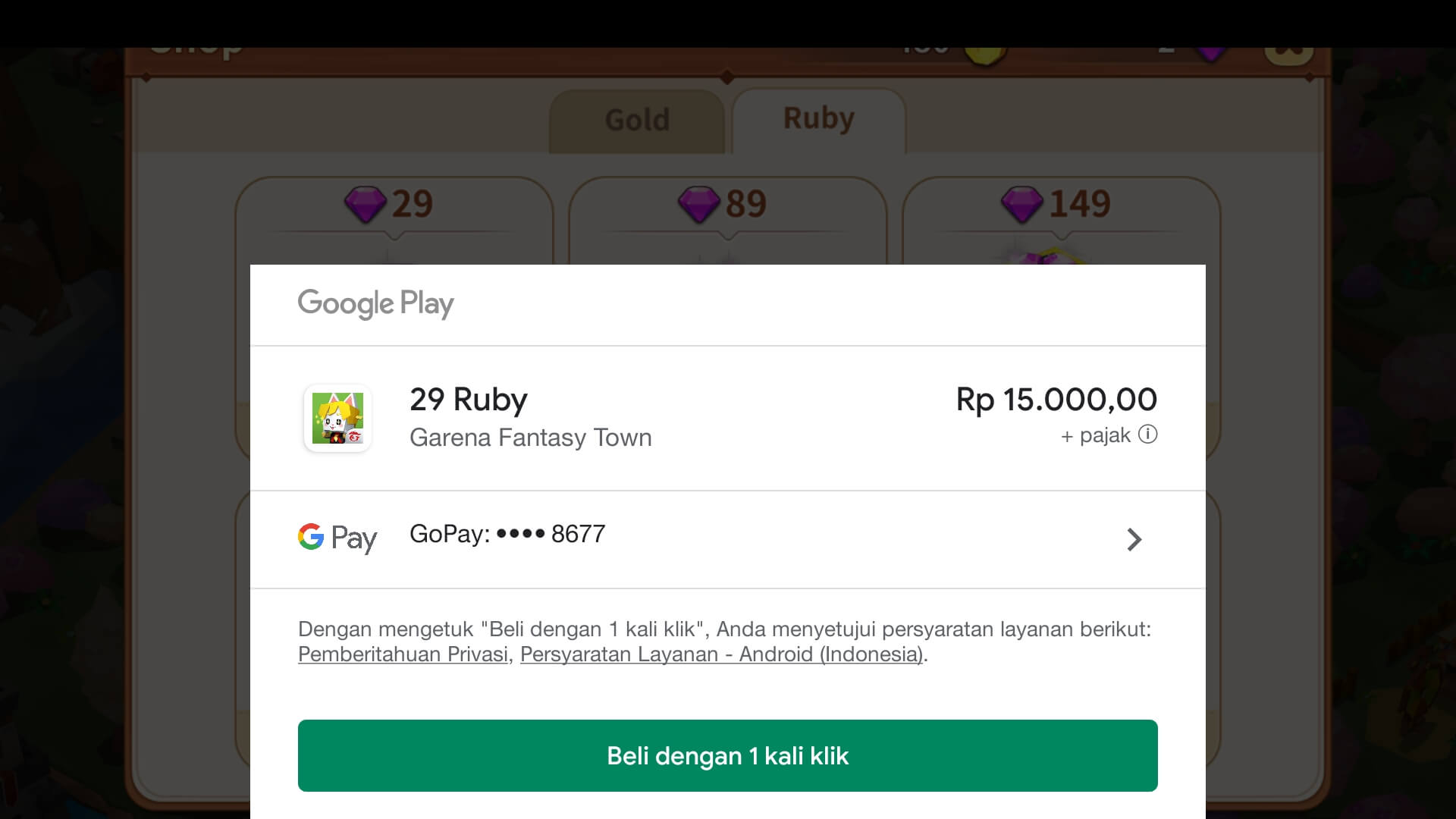 Top Up Ruby Pakai GoPay di Google Play Top Up Ruby Pakai GoPay di Google Play