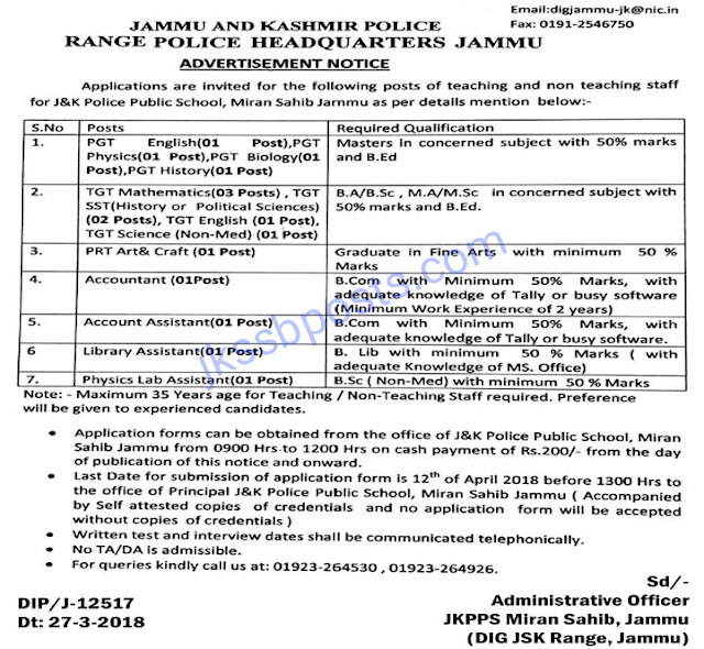 Few jobs in J&K this week 30 March, 2018 Jobs in J&K Government