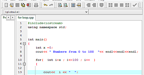 For loop syntax in dev c tutorial