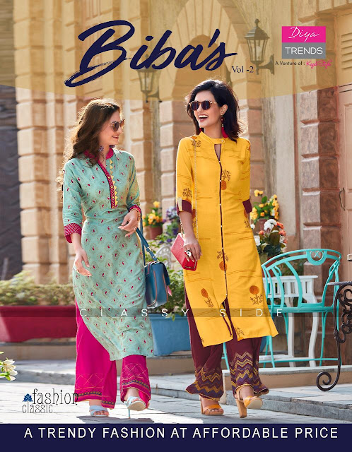 Diya trendz biba vol 2 kurti with palazzo