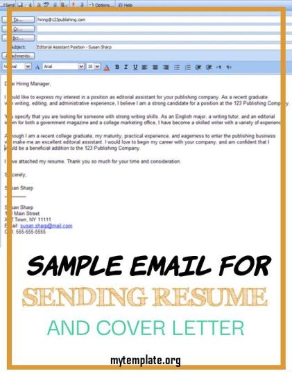 Sending Cover Letter By Email - 7 Sample Email For Sending Resume And Cover Letter Free Templates