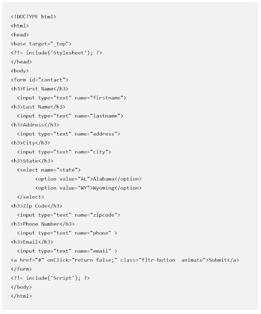 Google Sheets Sidebar Data Entry Form