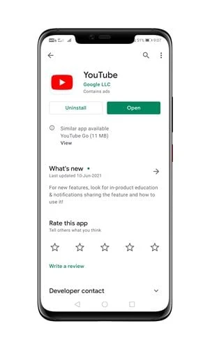 Perbarui Aplikasi YouTube