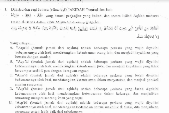 Contoh Soal Uambn Qurdis Ma 2020 Contoh Soal Uambn Qurdis Ma 2020