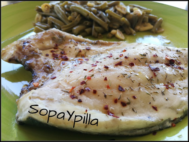 Lubina En Papillote Con Ensalada De Judías Verdes
