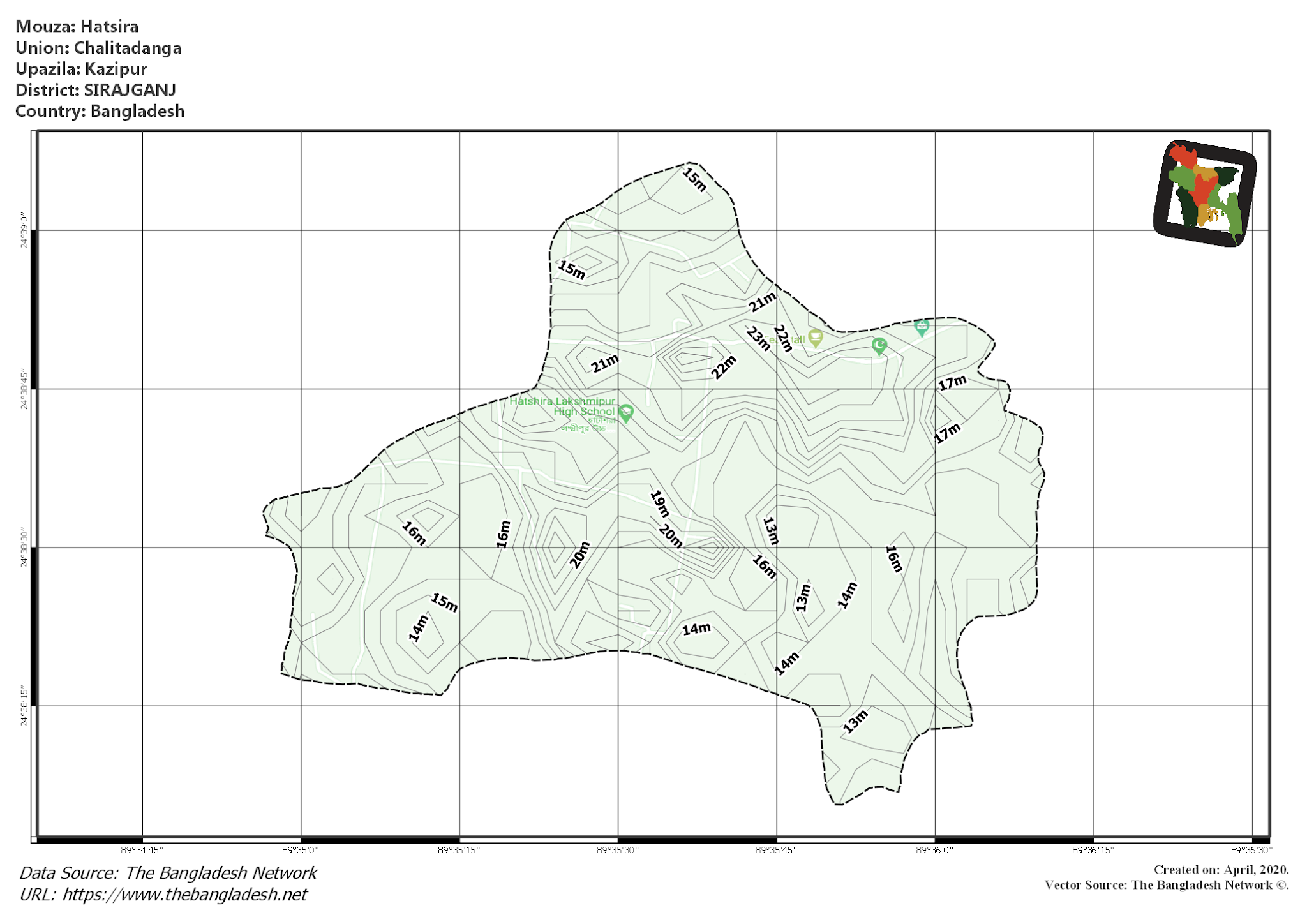 Map of Hatsira Mouza of Kazipur Upazila, SIRAJGANJ Map of Hatsira Mouza of Kazipur Upazila, SIRAJGANJ, Bangladesh.